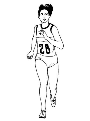 Woman Running A Marathon Coloring Page